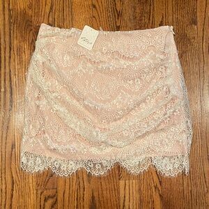 Free People Blush Pink Lace Mini Skirt size 4